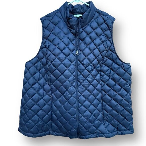 J. Jill Down Filled Quilted Puffer Navy Vest Size 3X - Picture 3 of 10